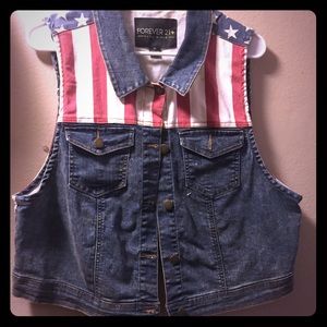 American Flag Denim Vest